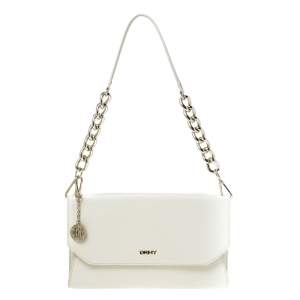 Pre Owned  DKNY Cream Leather Envelope Shoulder Bag