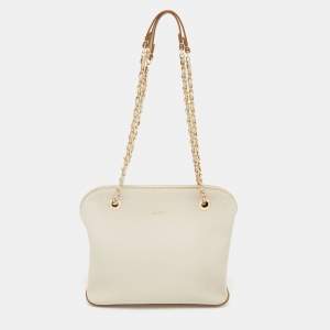 Pre Owned DKNY Cream Saffiano Leather Chain Satchel