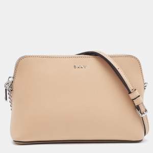 Pre Owned DKNY Beige Leather Bryant Dome Crossbody Bag