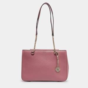 DKNY Pink Leather Bryant Park Chain Tote