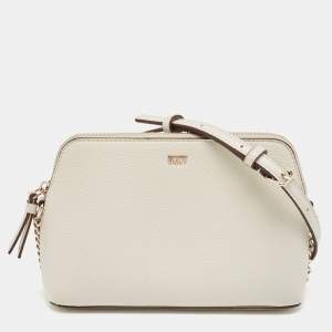 Dkny White Leather Bryant Park Dome Crossbody Bag