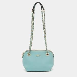 Dkny Blue Leather Chain Crossbody Bag