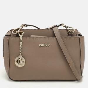 Pre Owned Dkny Taupe Leather Crossbody Bag