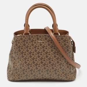Pre Owned DKNY Brown Signature Coated Canvas Satchel