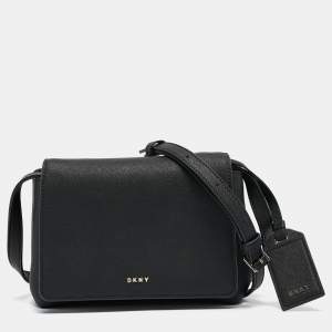 Dkny Black Leather Flap Crossbody Bag