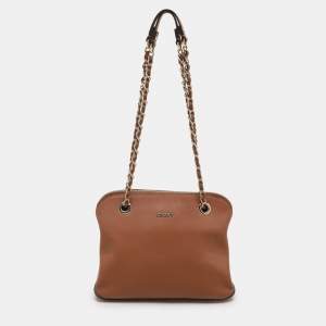 DKNY Brown Leather Bryant Park Shoulder Bags