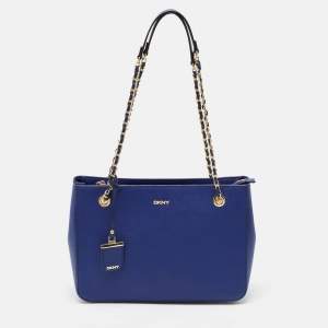 DKNY Blue Leather Bryant Park Chain Tote