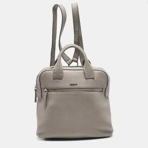 DKNY Grey Leather Convertible Backpack