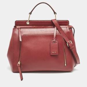 DKNY Dark Red Leather Greenwhich Top Handle Bag