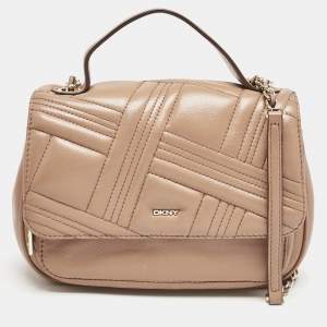 DKNY Brown Quilted Leather Allen Crossbody Bag