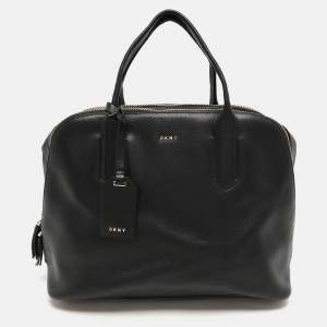 DKNY Black Leather Dome Satchel
