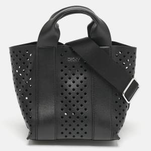 DKNY Black Faux Leather Mini Dakota Tote