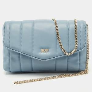 DKNY Light Blue Faux Leather Lexington Shoulder Bag