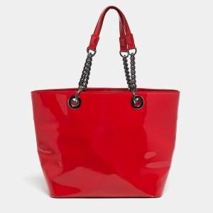 مملوكة مسبقًا DKNY Red Patent Leather Chain Tote