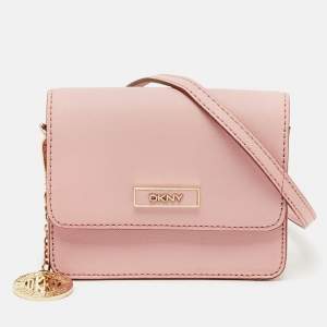 Pre Owned DKNY Light Pink Saffiano Leather Bryant Mini Crossbody Bag