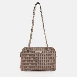 Pre Owned حقيبة كتف دي كي إن واي كانفاس بشعار بيج