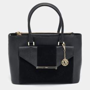 مملوكة مسبقًا حقيبة يد دي كي أن واي بريانت بارك جلد سافيانو أسود و سويدي