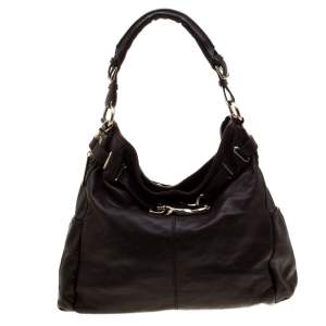 Pre Owned DKNY Dark Brown  Leather Hobo 