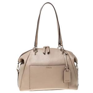 Pre Owned DKNY Beige Leather Zip Satchel