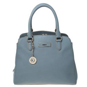 Pre Owned Dkny Ash Blue Leather Satchel