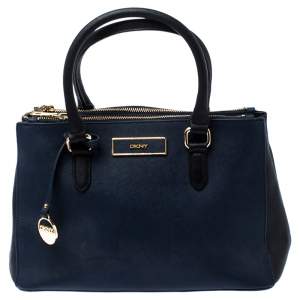Pre Owned Dkny Blue/Black Saffiano Leather Tote