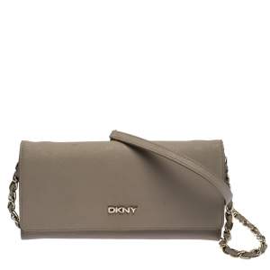 Pre Owned DKNY Beige Leather Wallet On Chain