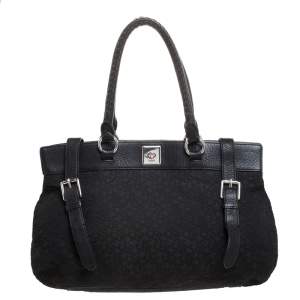 Pre Owned DKNY Black Signature Canvas and Leather Tote