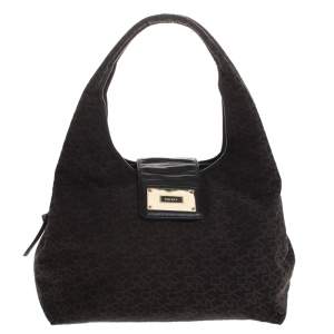 Pre Owned Dkny Black Signature Canvas and Leather Satchel