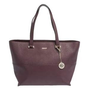 Pre Owned DKNY Burgundy Leather Donna Karan Zip Tote