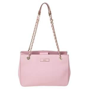 Pre Owned DKNY Dusty Pink Leather Bryant Park Chain Tote
