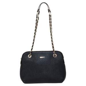 Pre Owned Dkny Black Leather Camille Dome Shoulder Bag