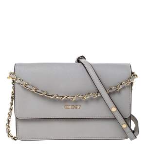 Pre Owned Dkny Grey Leather Chain Shoulder Bag