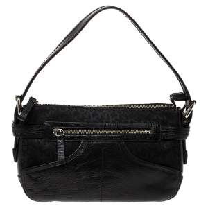 Pre Owned DKNY Black Canvas and Leather Shoulder Bag