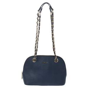 Pre Owned Dkny Blue Leather Camille Chain Shoulder Bag