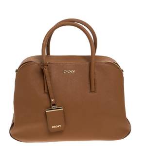 Pre Owned Dkny Brown Leather Double Zipper Satchel