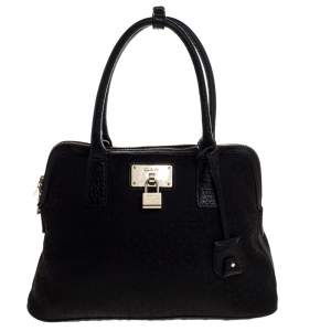 Pre Owned DKNY Black Canvas and Leather Satchel