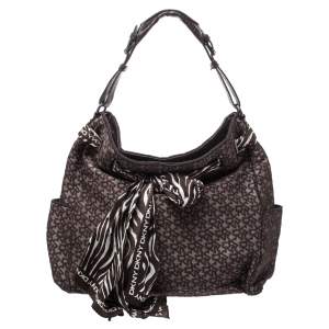 Dkny Brown Signature Canvas Scarf Hobo
