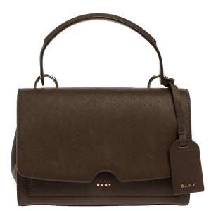 Pre Owned Dkny Brown Leather Bryant Park Top Handle Bag