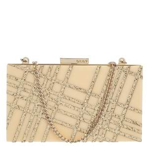مملوكة مسبقًا DKNY Beige Glitter Perspex Clutch
