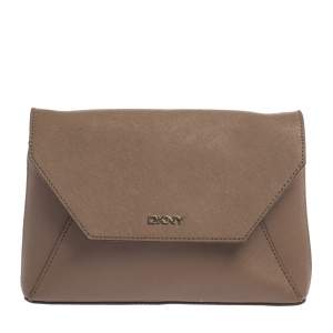 DKNY Brown Leather Bryant Park Envelope Crossbody Bag