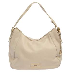 مملوكة مسبقًا DKNY White Leather Hobo
