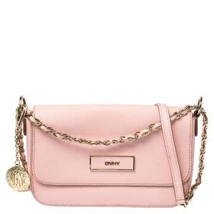 DKNY Pink Leather Bryant Park Flap Crossbody Bag