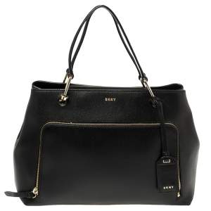 Pre Owned Dkny Black Saffiano Leather Bryant Park Front Pocket Satchel