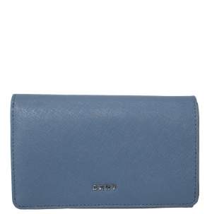 Dkny Blue Leather Flap Wallet 