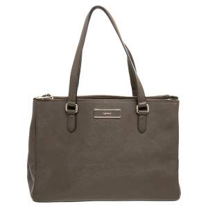 Pre Owned Dkny Brown Leather Double Zip Satchel