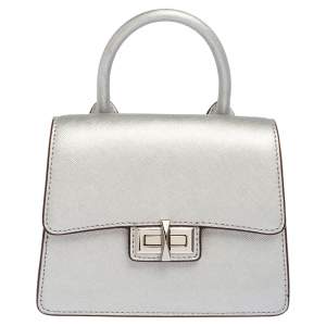Pre Owned Dkny Silver Leather Jojo Mini Satchel