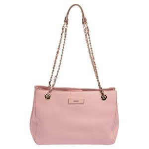 Dkny Pink Saffiano Leather Bryant Park Chain Tote