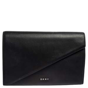 DKNY Black Leather Envelope Clutch