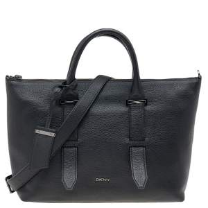 Pre Owned DKNY Black Leather Shopper Tote
