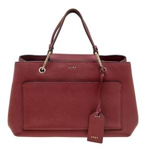 DKNY Dark Red Leather Front Pocket Tote